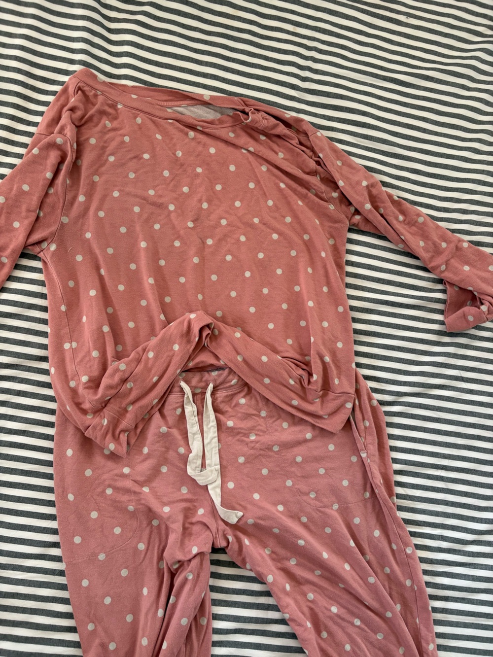 Soma Rose Pink and Cream Polka Dot Pajama Set